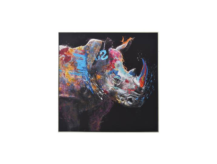 Handbemaltes, gerahmtes Bild „Comic Art Rhino“ 102.5 x 102.5 cm Multicolor Crea Collection