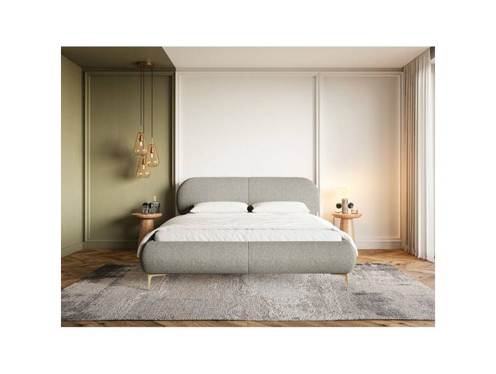 Gepolstertes Bett 160x200 cm Ovalle, graues wasserabweisendes