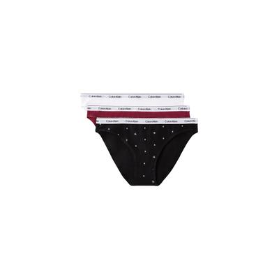 Bikinislip "BIKINI 3PK", Damen, Gr. M (38), Jersey, established rot, classic weiß, seein, Jersey, Obermaterial: 90% Baumwolle, 10% Elasthan, CALVIN KLEIN UNDERWEAR, körpernah, Unterhosen, Körpernahe Passform mit elastischem Bund
