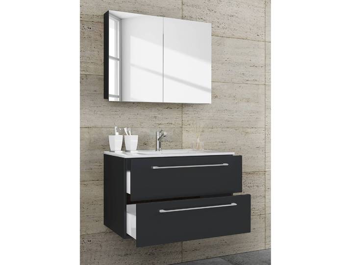 Salle de bain Muniz II 2 éléments 80cm Noir/Noir