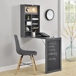Wandklapptisch Kläppen mit Regal Dunkelgrau [en.casa]