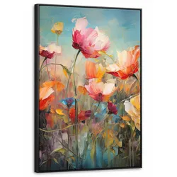 LEINWAND Bilder mit Rahmen - Blumen - Aquarell - Kunst - Botanisch - Natur - 60x90