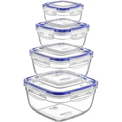 Schäfer IT-Systems Frischhaltedosen-Set 4er, Vorratsbehälter, Blau, Transparent