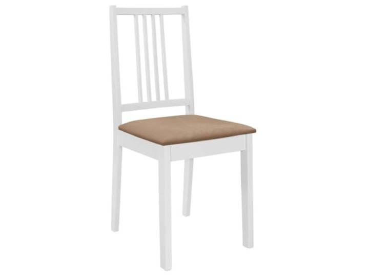 POUFGDR Esszimmerstühle mit Kissen, weiß, Massivholz, 4 Stück Modernes Design, robuster Holzrahmen, Komfortkissen, einfache Reinigung, max. 110 kg