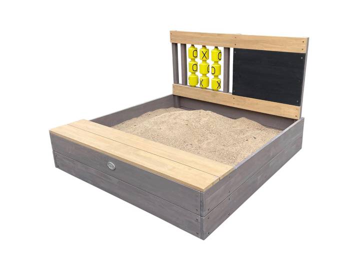 Sandkasten, Braun, Grau, Holz, Hemlocktanne, 100x65.5x100 cm, unisex, EN 71, CE, FSC 100%, hoher Rand, Sitzfläche, mit Holzschutz vorbehandelt, Freizeit & Co, Outdoor-Spielzeug, Sandkasten