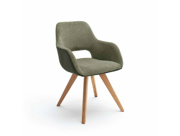 Trendstore Macie Armlehnstuhl - Textilgewebe Fantasy Arizona oliv - Wildeiche geölt - Drehfunktion Super-bequem, in 5 Farben verfügbar, mit und ohne Drehfunktion Drehfunktion Modern