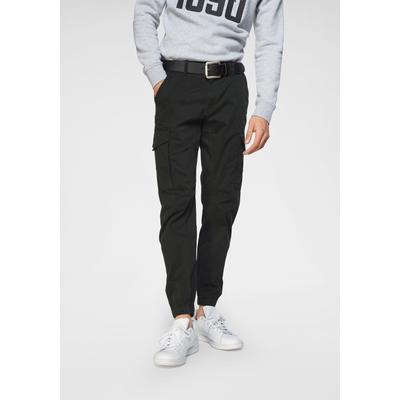 Cargohose JACK & JONES "PAUL FLAKE", Herren, Gr. 29, Länge 34, schwarz, Web, Obermaterial: 98% Baumwolle, 2% Elasthan, unifarben, bequem normal, Hosen Cargohose, Baumwollmischung, regular fit