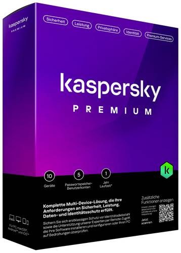 Kaspersky Premium Total Security Jahreslizenz, 10 Lizenzen Windows, Mac, Android, iOS Antivirus