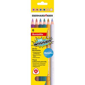Eberhard-Faber Buntstifte TRI Winner Metallic, dick, farbig sortiert, 6 Stück