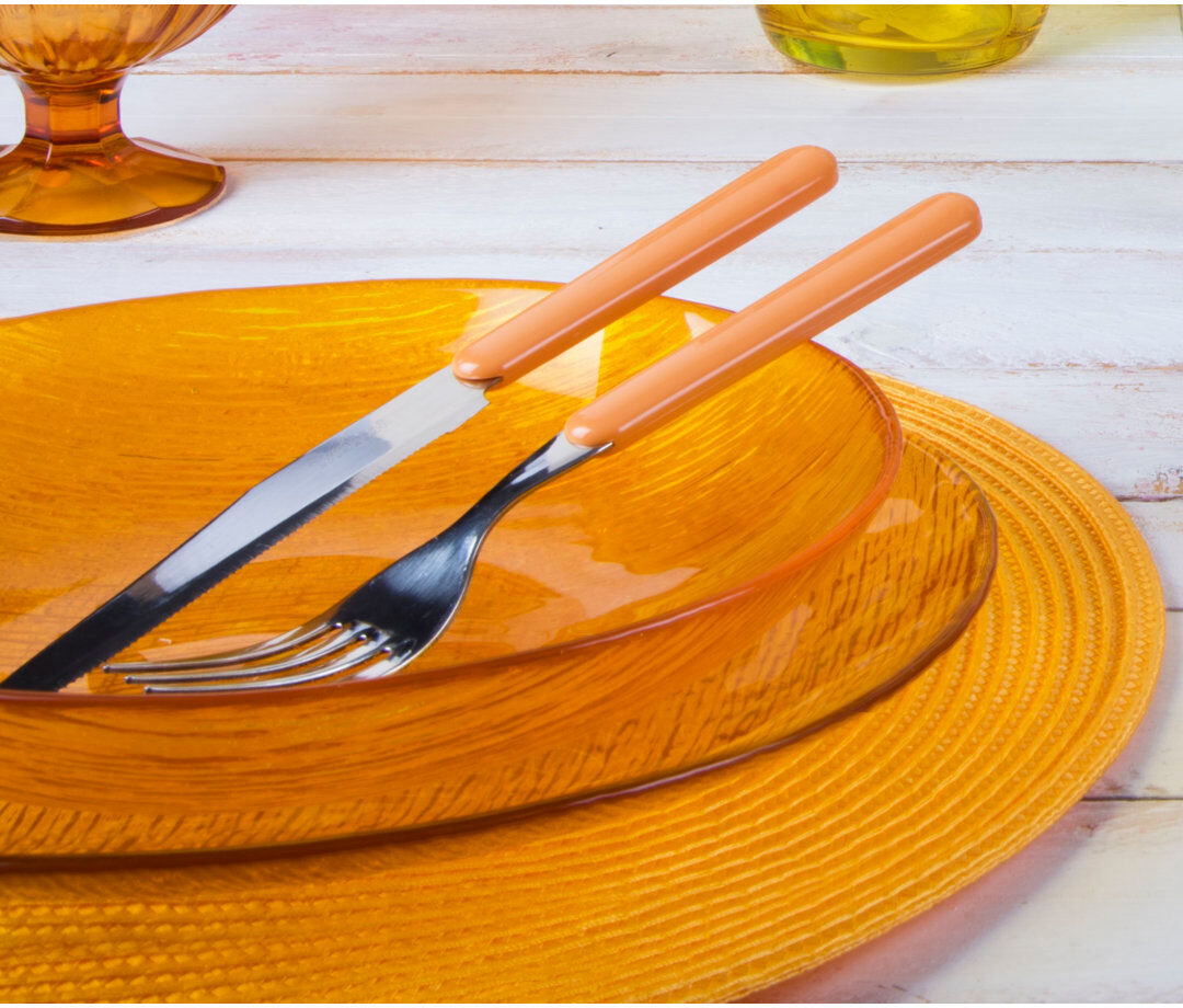 Excelsa Passione Colore Fashion 24-Piece Cutlery Set Orange 24