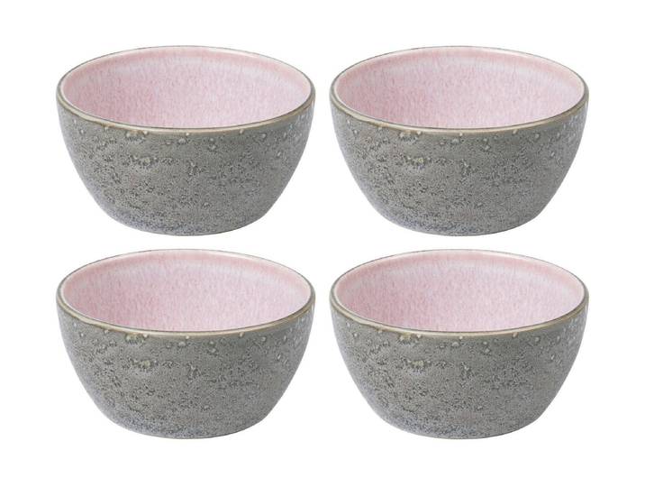 Snackschale BITZ, grau (grau, pink), H:6cm Ø:12cm, Steinzeug, Schüsseln, Snackschale
