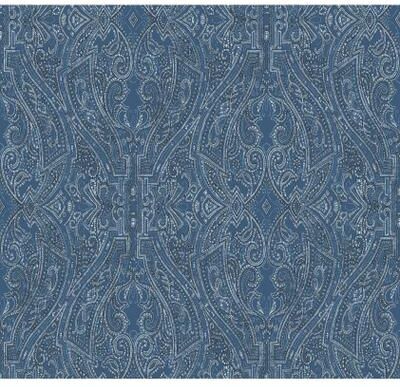 Ronald Redding Ascot Damask Blue Wallpaper
