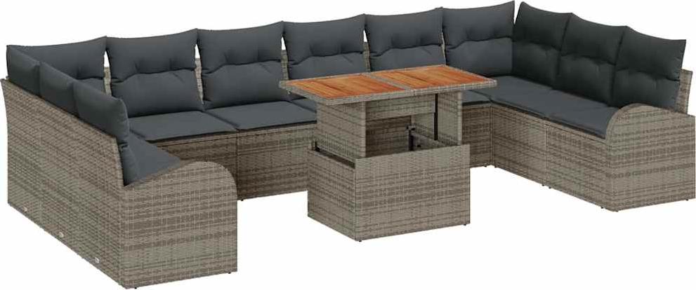 vidaXL Garten-Sofa-Set mit Kissen 11 pcs Grau