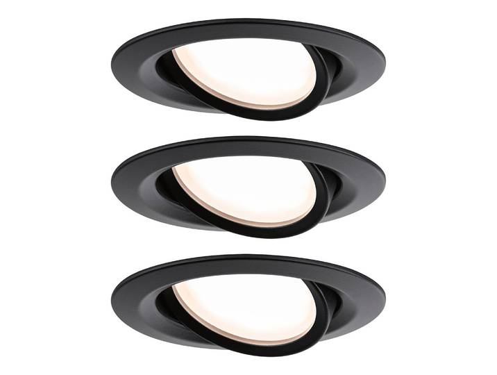 Spots Nova Plus Coin - Lot de 3 8 x 8cm Noir Aluminium verni LED Module LED