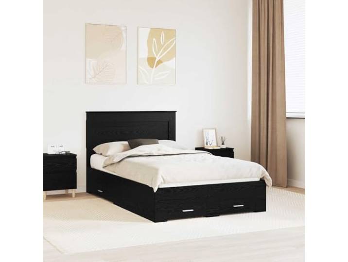 Stauraumbett aus Holzwerkstoff mit Kopfteil Bettgestell mit Schubladen Bettgestell mit Schubladen und Kopfteil Holzwerkstoff Stauraumbett 90x200 cm mit Lattenrost für Schlafzimmer Gästezimmer