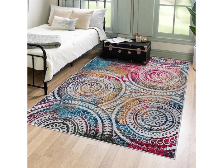 Tapis de Sol Mazovia - modèle TOSCANA Géométrique - Qualité Oeko-Tex - Multicolore mandala - 120x170 cm