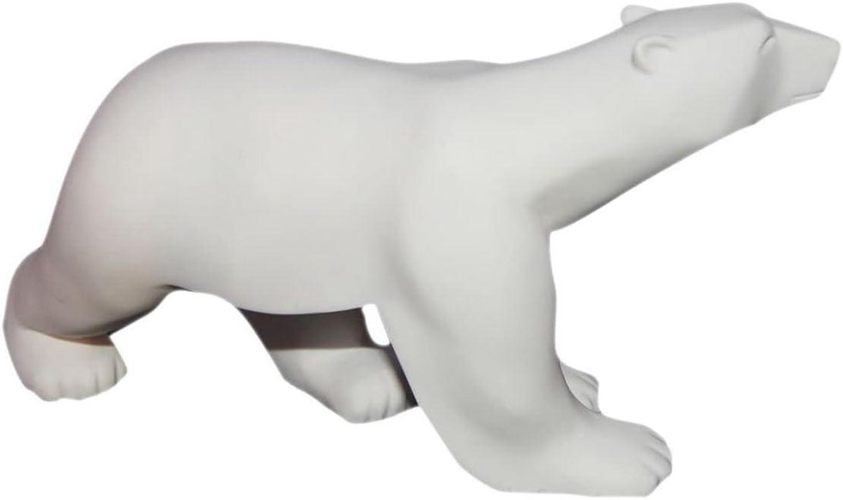 Ours Blanc XL - Handgemaakt Porselein Resin Ijsbeer Sculptuur - Wit - Hoogte: 30 cm