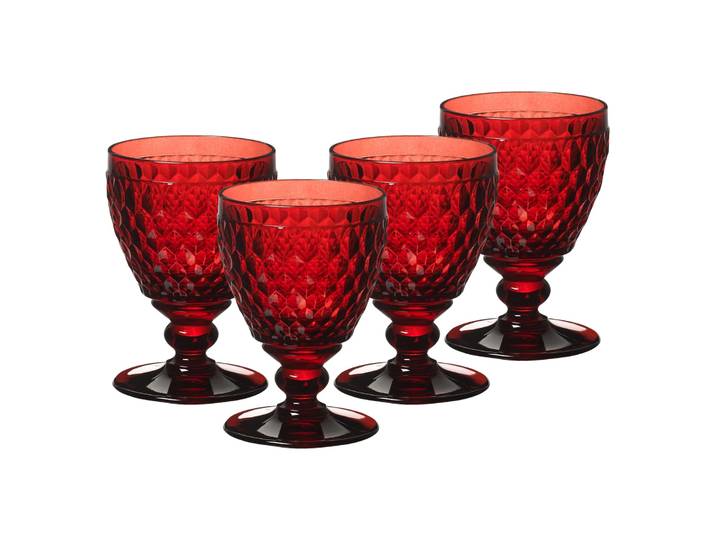 Weißweinglas VILLEROY & BOCH Weißweingläser Boston Coloured 230 ml 4er Set , rot, Glas, Trinkgefäße, Weißweinglas