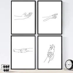 POSTER Set mit 4 Hände A3 Schwarzer Rahmen