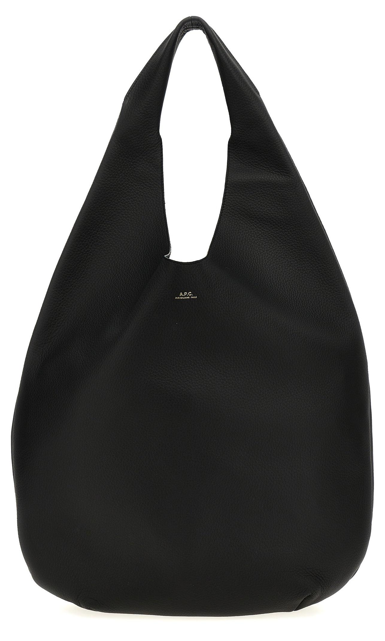A.P.C. Neige Hobo genarbtes Kalbsleder schwarz Logo