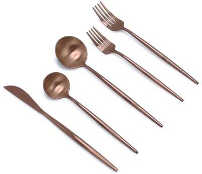 Elyon Tableware Elyon Lea Matte Colored Stainless Steel Flatware Set 20 Pieces