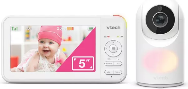 VTECH VM5467 5" Pan & Tilt Video Baby Monitor - White, New