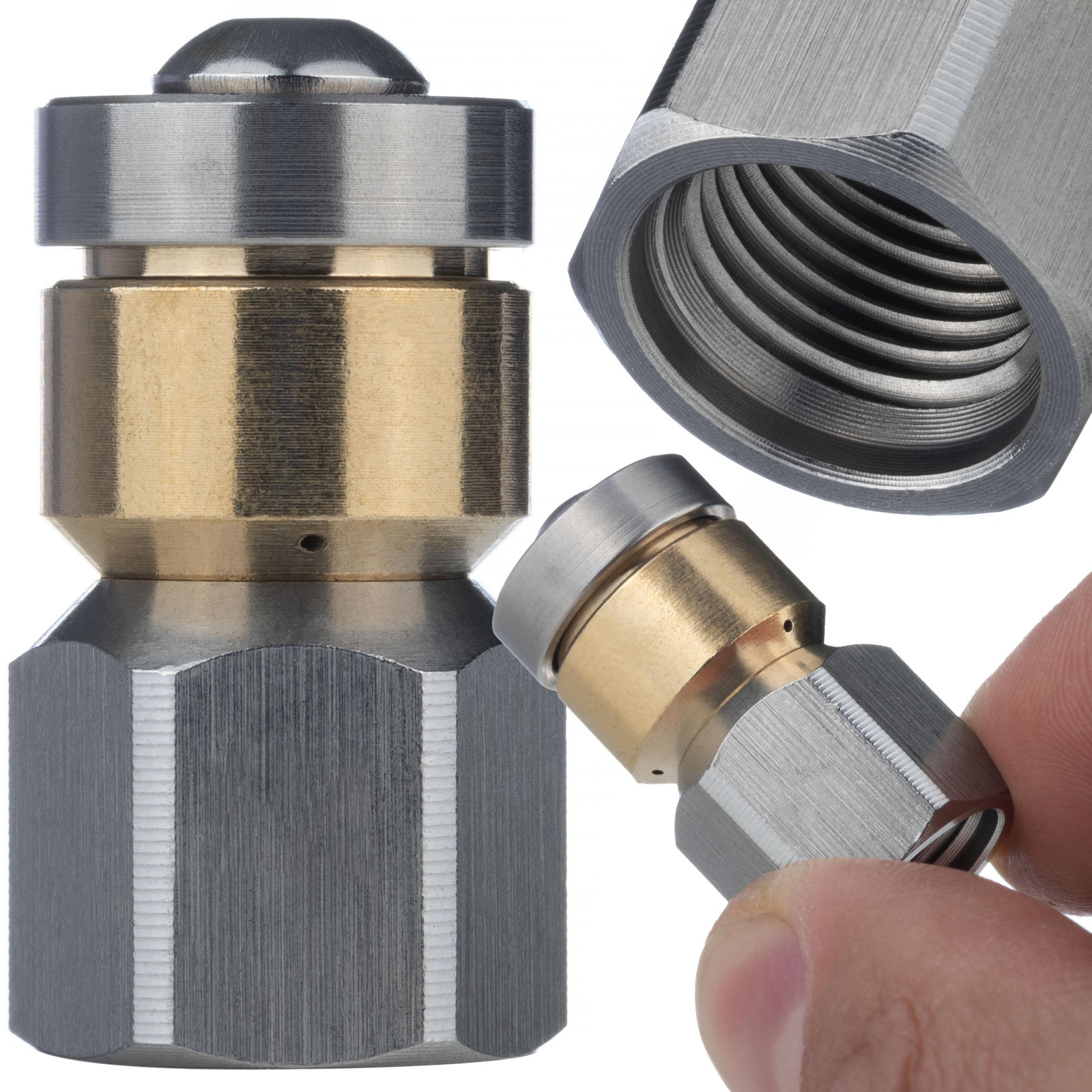 Rosfix Spuitmond Vervanging N11 – Roterende 3 Achterstralen – 1/4" Binnen Draad – 350 Bar – Compatibel met Kärcher Hogedrukreiniger