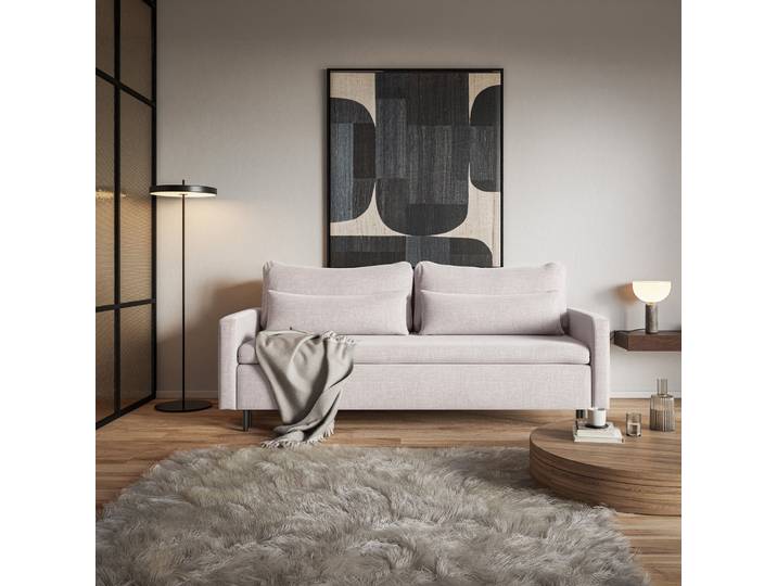 Dreisitziges Klappsofa Umpro mit Stauraum, hellbeiger