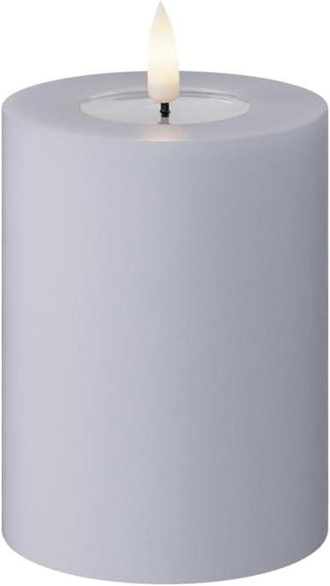 Led Kaars met Real Flame Technologie voor Sfeerverlichting in Stofblauw - 7,5 x 10 cm