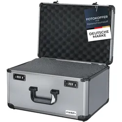HMF 14412-02 Alu Fotokoffer, Miniaturenkoffer mit Rasterschaumstoff, 46 x 33 x 26 cm