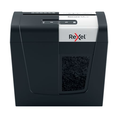 Rexel Secure MC3 Aktenvernichter mit Partikelschnitt P-5, 2 x 15 mm, bis 3 Blatt, schwarz