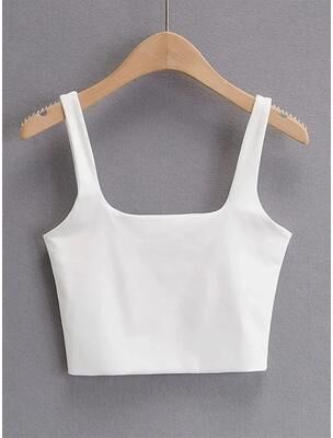 Uplifted Finds Summer Square Collar Sleeveless Tank Top For Women Slim Fit Fashion Crop Top l white