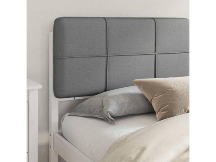 KTHLBRH Doppelbett Hellgrau 200 x 200 cm Massives Kiefernholz, gepolstertes Kopfteil, Lattenrost, waschbarer Bezug, einfache Montage
