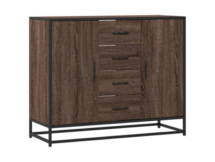 Kaorsrow Sideboard Braun Eichen-Optik 92x35x76 cm Kommode Anrichte Praktischer Beistellschrank mit 4 Türen und 4 Schubladen für Wohnzimmer, Schlafzimmer oder Flur in stabiler Eichen-Optik.