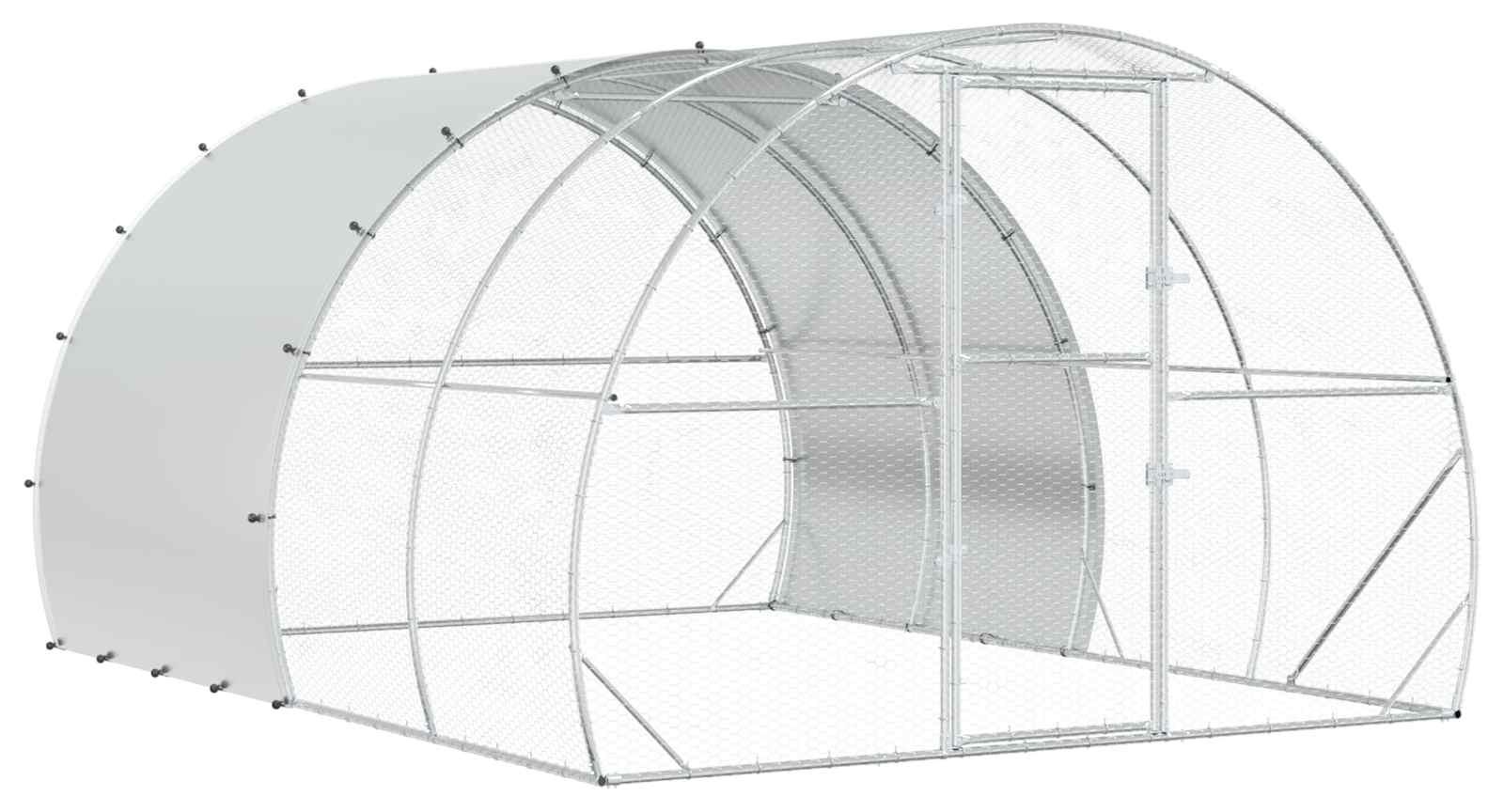 Hühnerunterkunft Silber 400 x 300 x 200 cm Verzinkter Stahl