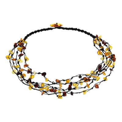 Kette ohne Anhänger OSTSEE-SCHMUCK "- Theda - Bernstein -" Gr. 50, bunt (mehrfarbig, braun), Halsketten, Damen, Bernstein