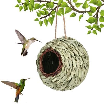 Multisell Products Hub Handwoven Birdhouse, Natural Grass Hanging Bird Nest For Hummingbirds, Outdoor Garden Bird Shelter Nest Decoration Handwoven Birdhouse, Natural Grass Hanging Bird Nest For Hummingbirds, Outdoor Garden Bird Shelter Nest Decoration