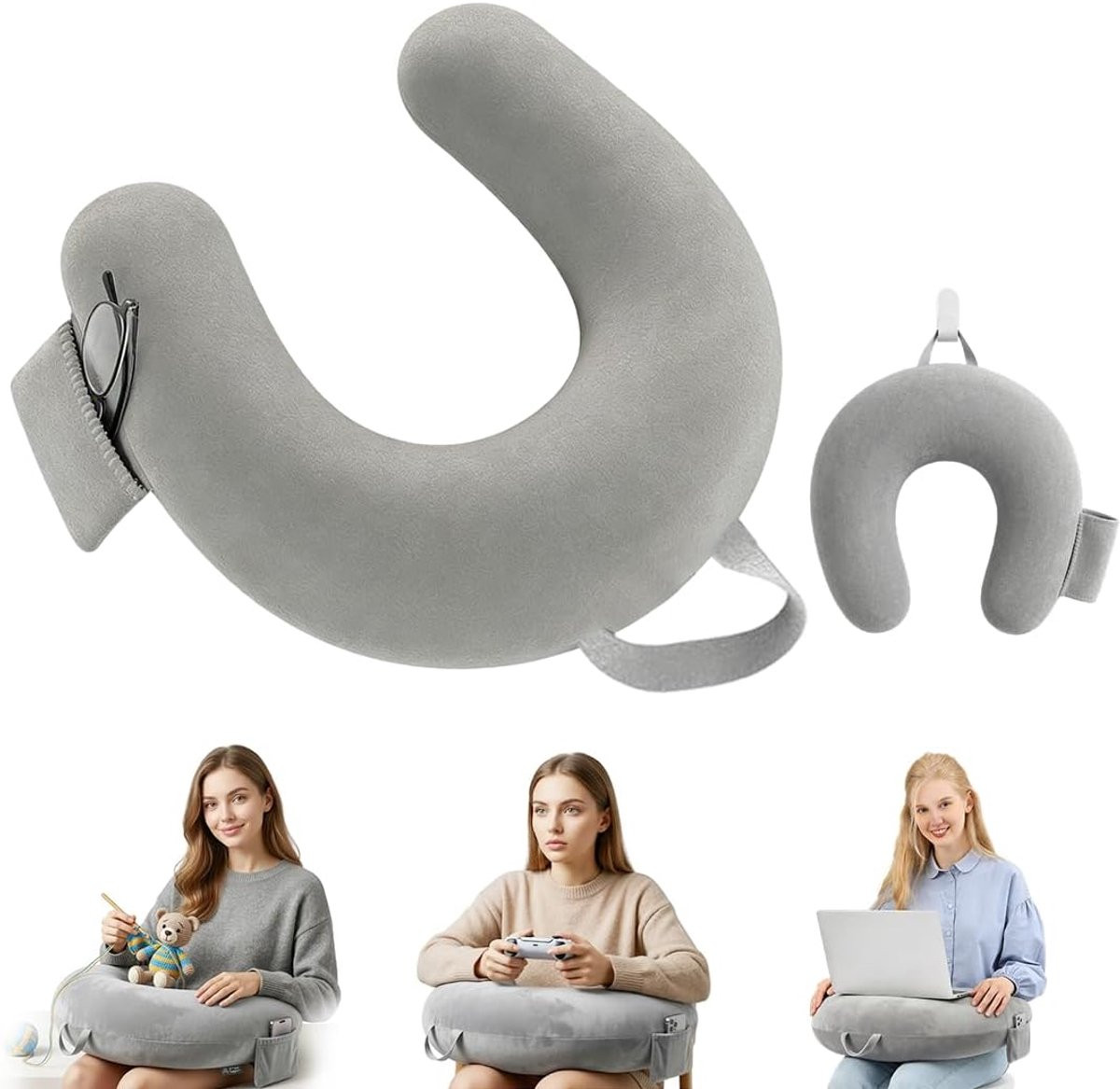 Grijs Leeskussen met U-vormig ontwerp voor ontspannen zitten, XX-Large