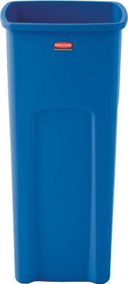 Rubbermaid Abfallbehälter Untouchable, quadratisch, mit Klemmschlitz, L 394 x B 419 x H 836 mm, 87 l, Kunststoff, blau, mit Recycling-Logo