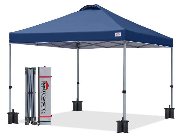 Pop-up Pavillon 3x3m Schnellaufbau 3-fach höhenverstellbar UPF50+ wasserabweisend Marineblau inkl. Rolltasche & Sandsäcke