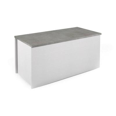 Dmora Koffer Miltonia, Geräumige Mehrzweck - Aufbewahrungsbox, Moderne Brust, 100% Made in Italy, 90x45h45 cm, Weiß und Beton