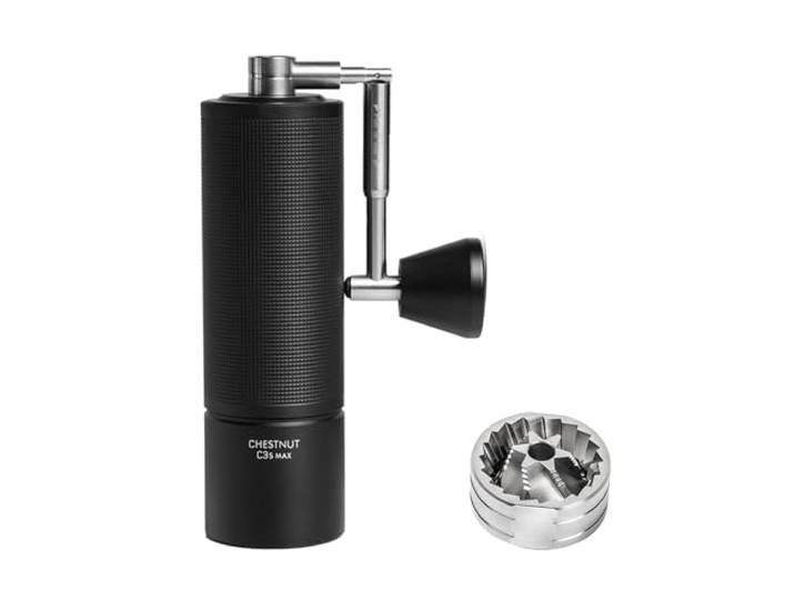 TIMEMORE Chestnut C3S Max Ganzmetall Kaffeemühle Manuelle Mit Präziser Mahlgradeinstellung, Edelstahl und Kegelförmigem Mahlwerk, Klappbarem Griff Bohnenbehälter 25g Coffee Grinder - Schwarz