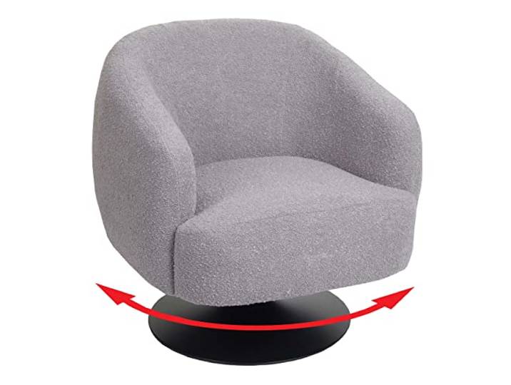 Mendler Lounge-Sessel HWC-J76 drehbar Bouclé Stoff Metall - hellgrau Cocktailsessel, Sessel