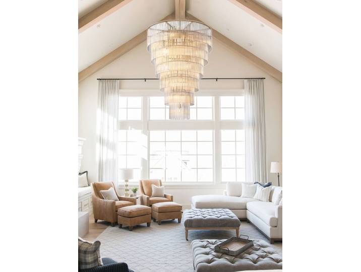 Lustre LED Dimmable Vintage Américain Or et Argent 2026 pour Hall d'entrée et Escalier