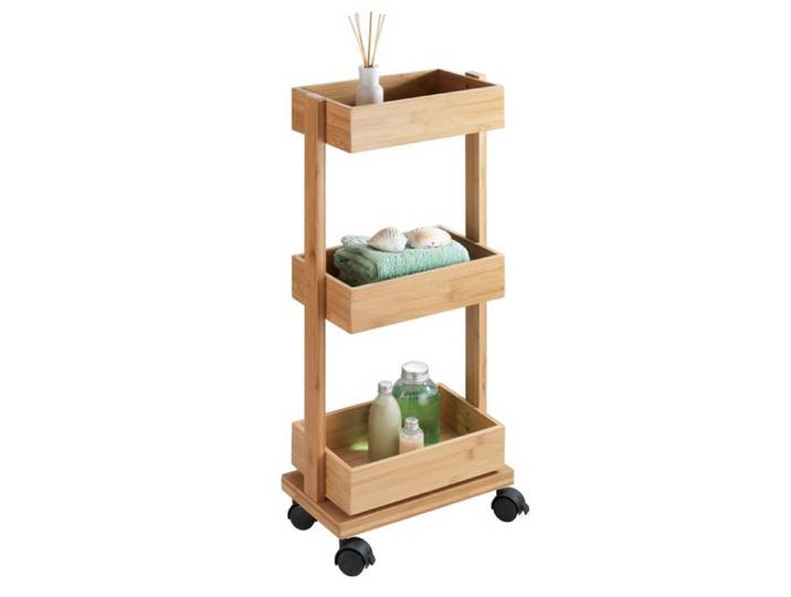 Wenko - Desserte de salle de bain en bambou Tortona - L. 31 x H. 71 cm - Marron