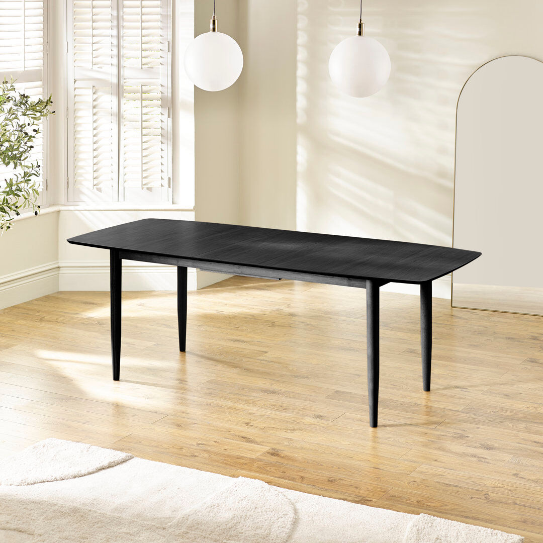 George Oliver Eriksson Rectangular Solid Wood Extending 6 Seater Dining Table - Modern Scandi Inspired Black