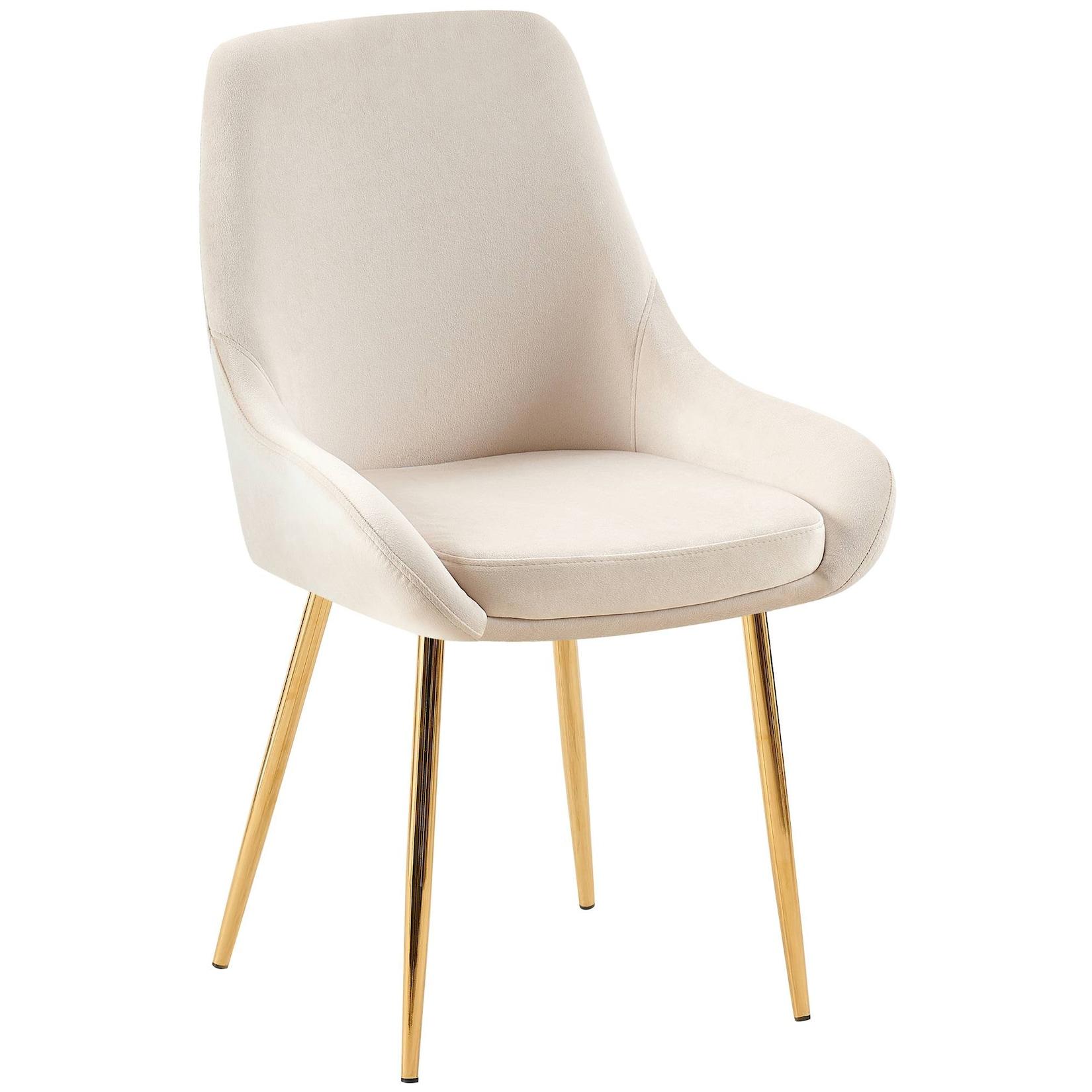 CLP Esszimmerstuhl Elmira Samt gold Farbe: creme, Material Gestell: Metall gold