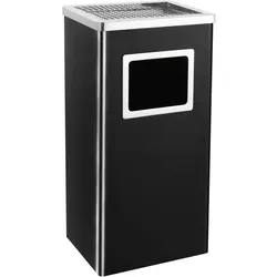 DELUKE® Standaschenbecher für Draußen 45L Stahl 30x24x61cm Mülleimer mit Aschenbecher Abfalleimer mit Inneneimer Standascher Outdoor, Schwarz