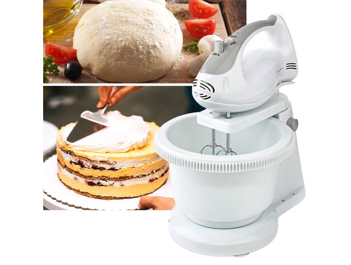 2in1 Küchenmaschine, Rührgerät und Knetmaschine, 2 l, Handmixer, 200 W