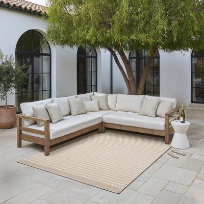 ROW Zarina Modern Linear Pinstripe Beige / Ivory Indoor/Outdoor Area Rug
